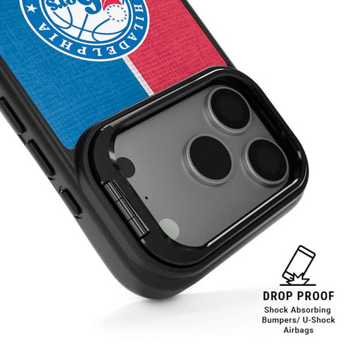 NBA Philadelphia 76ers Canvas Split iPhone 17 Pro Kickstand Case