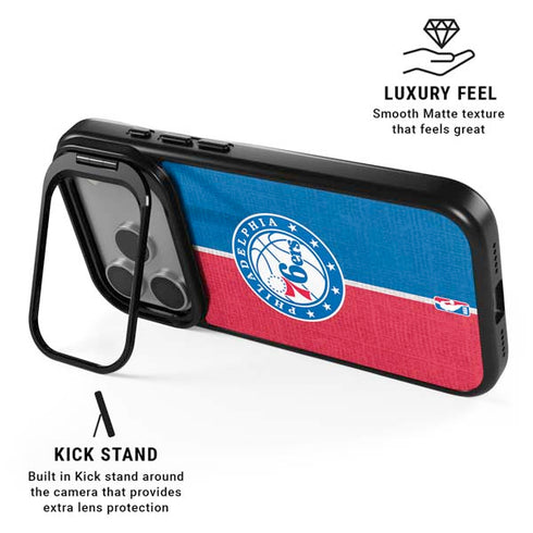 NBA Philadelphia 76ers Canvas Split iPhone 17 Pro Max Kickstand Case