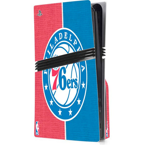 NBA Philadelphia 76ers Canvas Split PS5 Pro Disk Console Skin