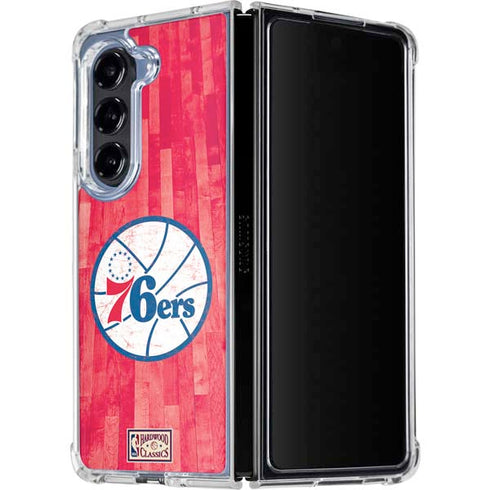 NBA Philadelphia 76ers Hardwood Classics Galaxy Z Fold5 5G Clear Case