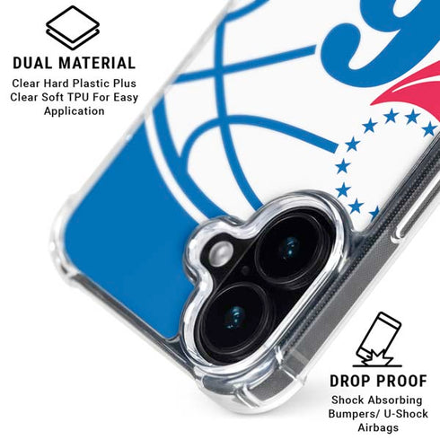 NBA Philadelphia 76ers Large Logo iPhone 16 Plus Clear Case