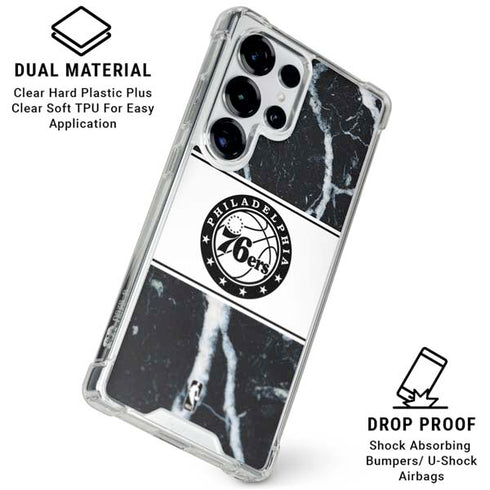 NBA Philadelphia 76ers Marble Galaxy S25 Ultra Clear Case
