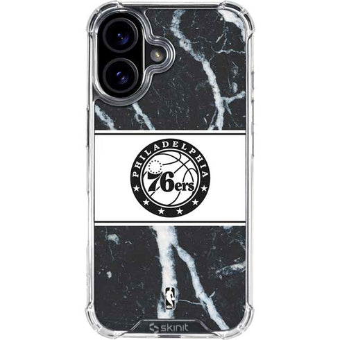 NBA Philadelphia 76ers Marble iPhone 16 Plus Clear Case