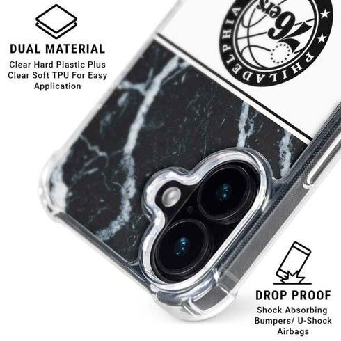 NBA Philadelphia 76ers Marble iPhone 16 Plus Clear Case