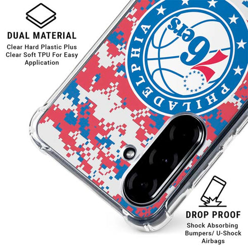 NBA Philadelphia 76ers Red Digi Camo Galaxy A36 5G Clear Case