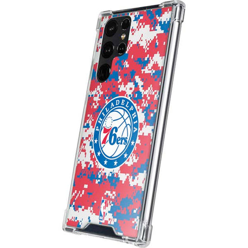 NBA Philadelphia 76ers Red Digi Camo Galaxy S23 Ultra Clear Case