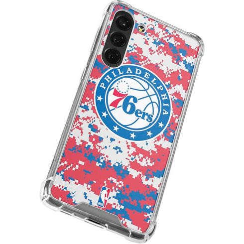 NBA Philadelphia 76ers Red Digi Camo Galaxy S24 FE Clear Case