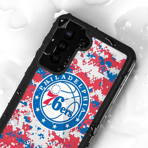 NBA Philadelphia 76ers Red Digi Camo Galaxy S24 Plus Waterproof Case