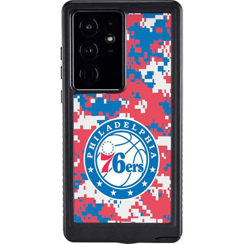 NBA Philadelphia 76ers Red Digi Camo Galaxy S24 Ultra Waterproof Case