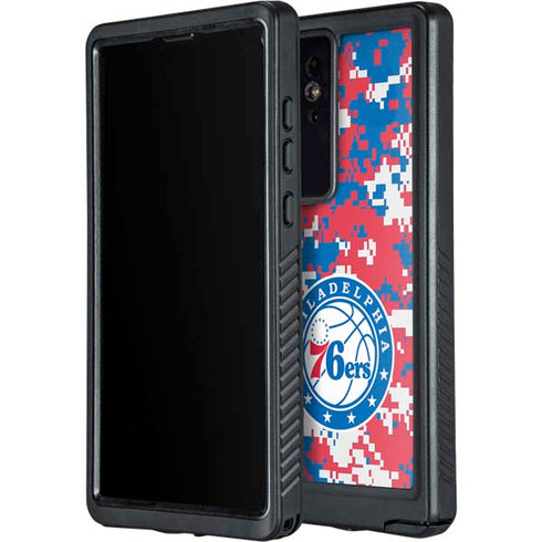 NBA Philadelphia 76ers Red Digi Camo Galaxy S24 Ultra Waterproof Case