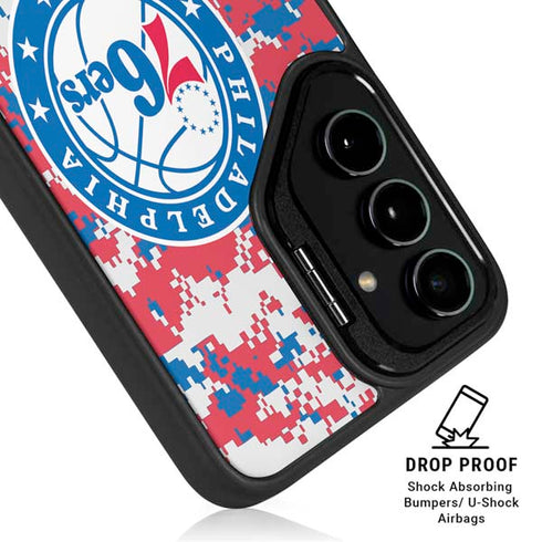 NBA Philadelphia 76ers Red Digi Camo Galaxy S25 FE Kickstand Case