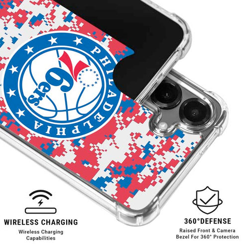 NBA Philadelphia 76ers Red Digi Camo Galaxy S26 Clear Case