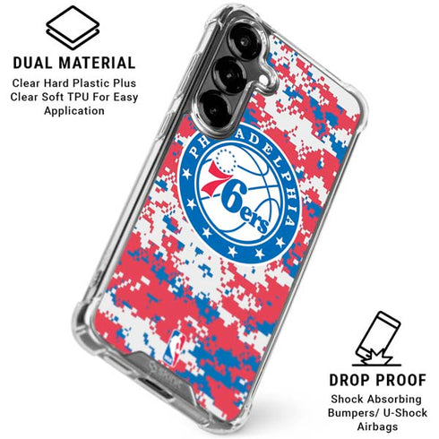 NBA Philadelphia 76ers Red Digi Camo Galaxy S26 Clear Case