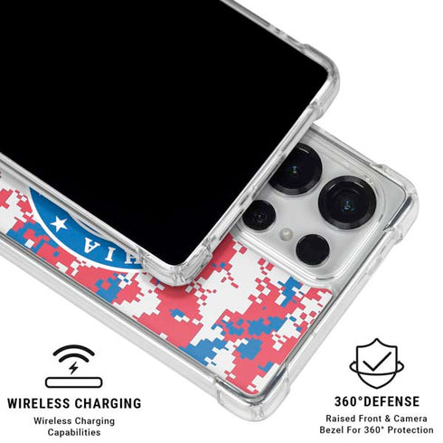 NBA Philadelphia 76ers Red Digi Camo Galaxy S26 Ultra Clear Case