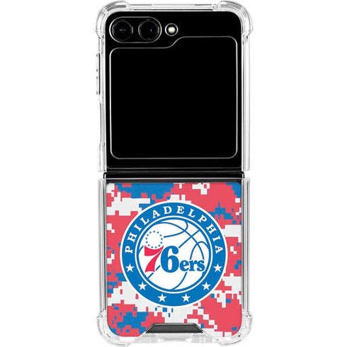 NBA Philadelphia 76ers Red Digi Camo Galaxy Z Flip6 Clear Case