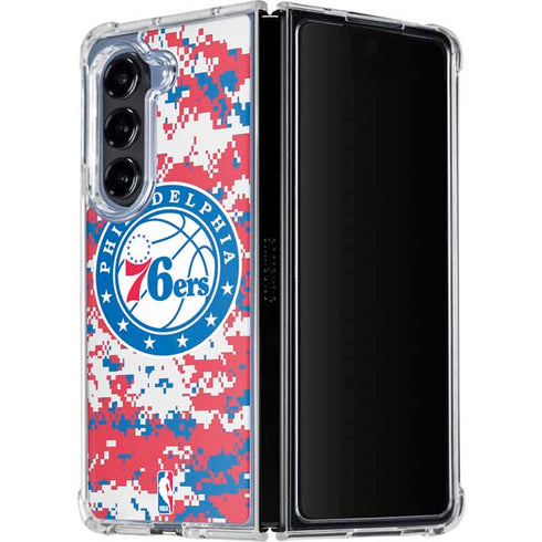 NBA Philadelphia 76ers Red Digi Camo Galaxy Z Fold5 5G Clear Case