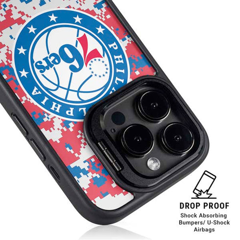 NBA Philadelphia 76ers Red Digi Camo iPhone 13 Pro Kickstand Case