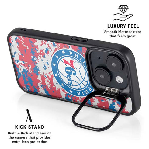 NBA Philadelphia 76ers Red Digi Camo iPhone 14 Plus Kickstand Case