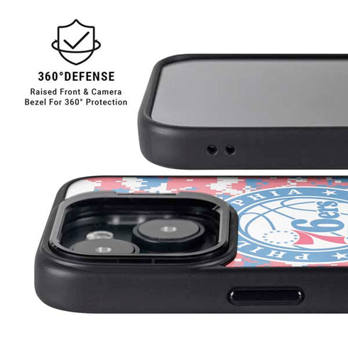 NBA Philadelphia 76ers Red Digi Camo iPhone 14 Plus Kickstand Case