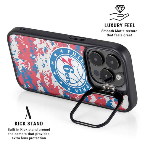 NBA Philadelphia 76ers Red Digi Camo iPhone 14 Pro Kickstand Case
