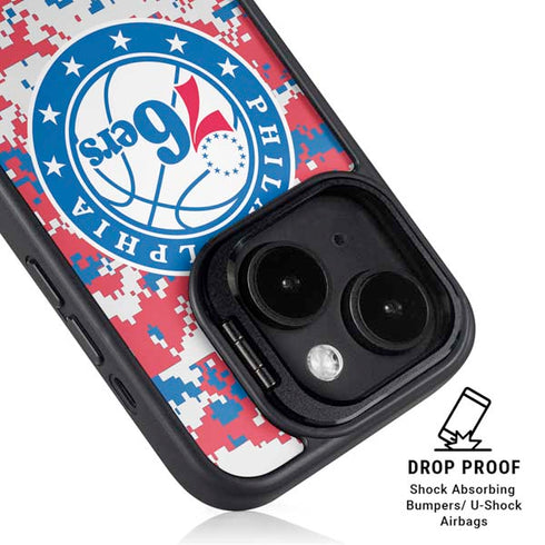 NBA Philadelphia 76ers Red Digi Camo iPhone 15 Kickstand Case