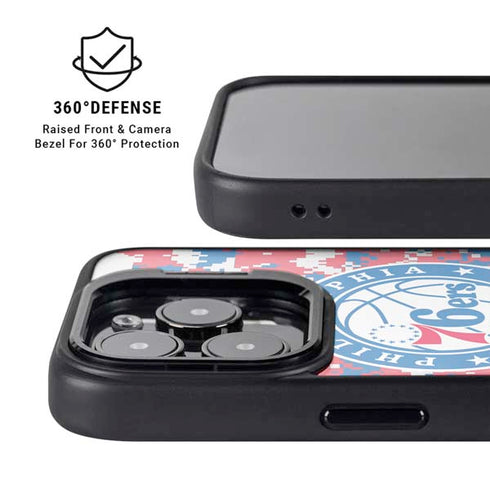 NBA Philadelphia 76ers Red Digi Camo iPhone 15 Pro Kickstand Case