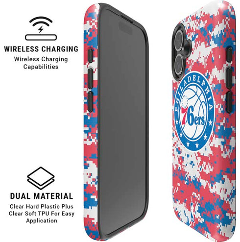 NBA Philadelphia 76ers Red Digi Camo iPhone 16 Magsafe Impact Case