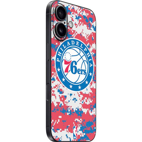 NBA Philadelphia 76ers Red Digi Camo iPhone 16 Plus Skin