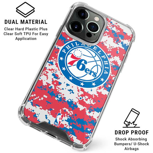 NBA Philadelphia 76ers Red Digi Camo iPhone 16 Pro Clear Case