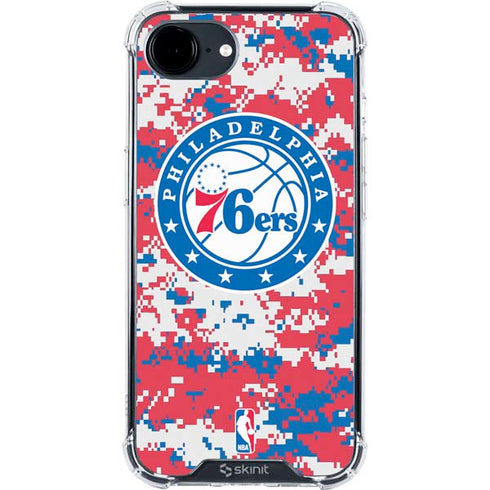 NBA Philadelphia 76ers Red Digi Camo iPhone 16e Clear Case