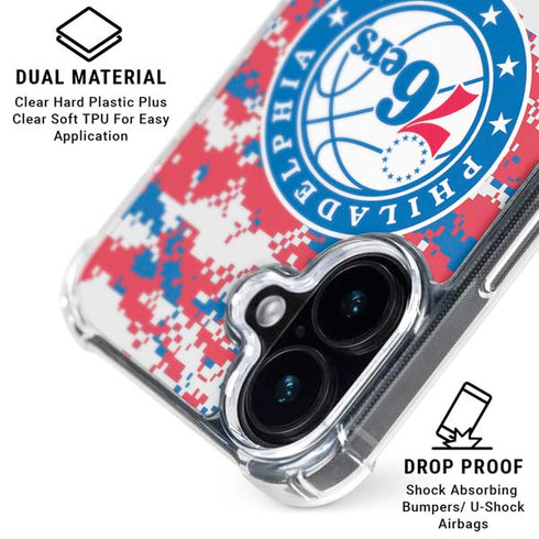 NBA Philadelphia 76ers Red Digi Camo iPhone 17 Clear Case