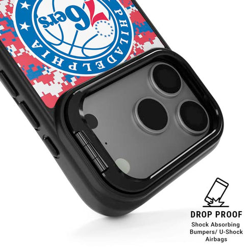 NBA Philadelphia 76ers Red Digi Camo iPhone 17 Pro Kickstand Case