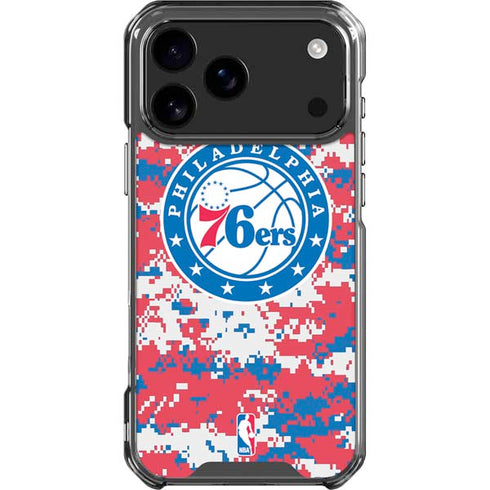 NBA Philadelphia 76ers Red Digi Camo iPhone 17 Pro Max Clear Case