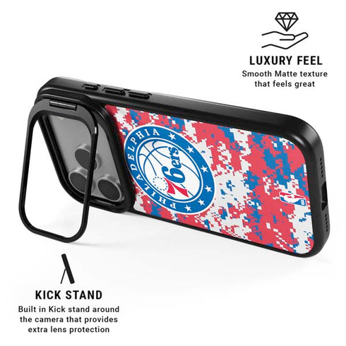 NBA Philadelphia 76ers Red Digi Camo iPhone 17 Pro Max Kickstand Case