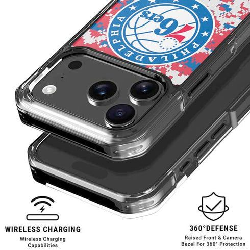 NBA Philadelphia 76ers Red Digi Camo iPhone 18 Pro Clear Case