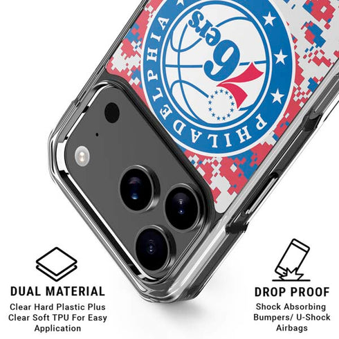 NBA Philadelphia 76ers Red Digi Camo iPhone 18 Pro Clear Case