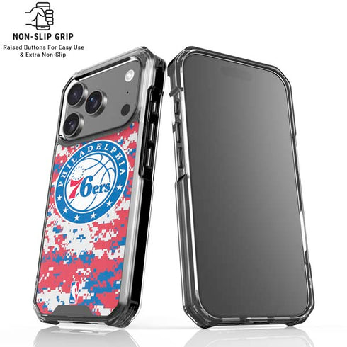 NBA Philadelphia 76ers Red Digi Camo iPhone 18 Pro Clear Case