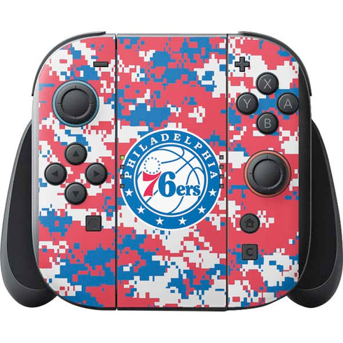 NBA Philadelphia 76ers Red Digi Camo Nintendo Switch 2 (2025) with Joy-Con Skin