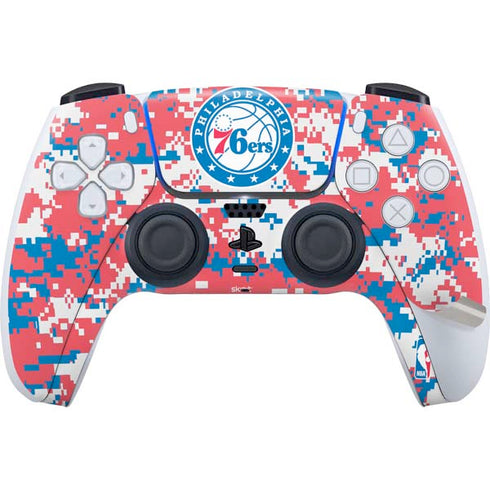 NBA Philadelphia 76ers Red Digi Camo PS5 Pro Disk Bundle Skin