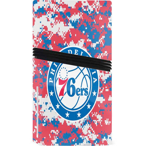NBA Philadelphia 76ers Red Digi Camo PS5 Pro Disk Console Skin