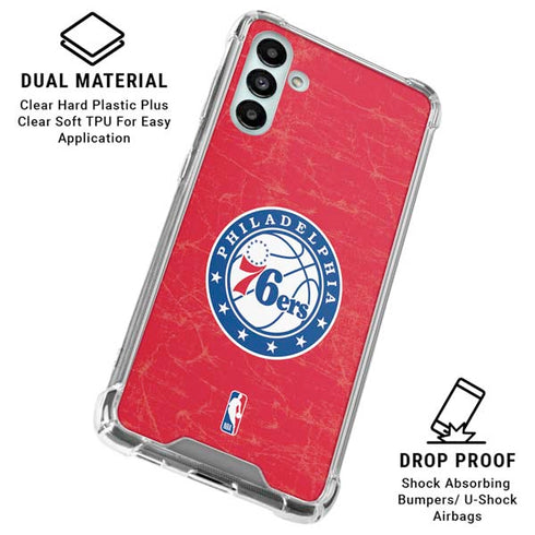 NBA Philadelphia 76ers Distressed Galaxy A13 5G Clear Case