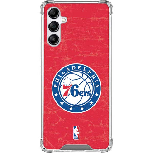 NBA Philadelphia 76ers Distressed Galaxy A14 5G Clear Case