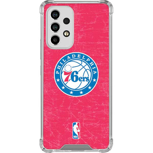 NBA Philadelphia 76ers Distressed Galaxy A53 5G Clear Case