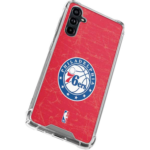 NBA Philadelphia 76ers Distressed Galaxy A54 5G Clear Case