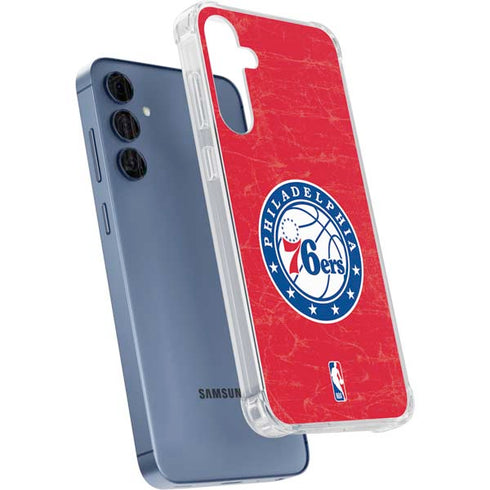 NBA Philadelphia 76ers Distressed Galaxy A55 5G Clear Case