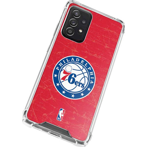 NBA Philadelphia 76ers Distressed Galaxy A72 5G Clear Case