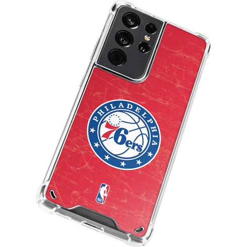 NBA Philadelphia 76ers Distressed Galaxy S21 Ultra 5G Clear Case