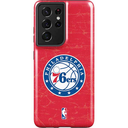 NBA Philadelphia 76ers Distressed Galaxy S21 Ultra 5G Pro Case