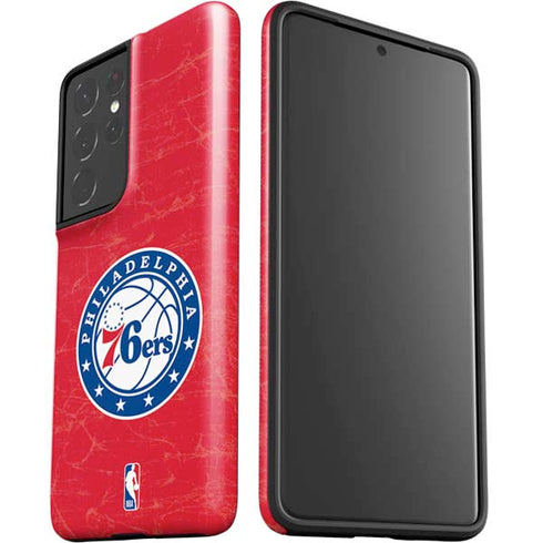 NBA Philadelphia 76ers Distressed Galaxy S21 Ultra 5G Pro Case