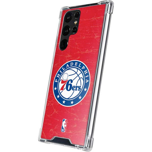 NBA Philadelphia 76ers Distressed Galaxy S23 Ultra Clear Case